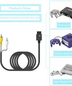 Alternative view of JINHEZO N64 AV Cable Composite Video Cord Compatible with Nintendo 64/N64/GameCube/GC/Super Nintendo SNES TV Game (1.8M / 6 Feet) 1 Pack