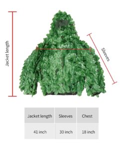 HYOUT Hooded Ghillie Suit Camo Suit Woodland and Forest Design Army Sniper Military 3D Green Leaf Clothing for Jungle Hunting Shooting Airsoft Wildlife Party 9 71uzsB18eL