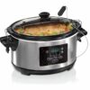 6-Quart Set Slow Cooker, Stainless Steel Digital Programmable Slow Cooker with Lid Lock, Temperature Probe 40 71v btmM1SL
