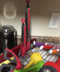 StarPack Basics Silicone Kitchen Tongs (9-Inch & 12-Inch) - Stainless Steel with Non-Stick Silicone Tips, High Heat Resistant to 480°F, For Cooking, Serving, Grill, BBQ & Salad (Cherry Red) Basic (Heat Resistant 480°F) Cherry Red 30 71v0YeC nJL