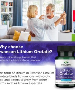 Swanson Lithium Orotate Antioxidant Mood Emotional Wellness Behavior Memory Support Supplement 5 mg 60 Veggie Capsules (Elemental Lithium) 1 11 71v0bzasxCL