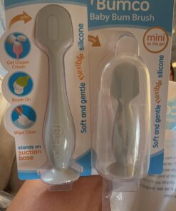 Bumco 2-PACK Diaper Cream Spatula - FULL-SIZE + MINI Baby Bum Brush with TRAVEL CASE - Diaper Cream Applicator for Baby - Baby Necessities - Suitable for Aquaphor, Desitin - Gray Full + Mini Bundle Gray + Gray 19 71v1neZ8LvL