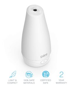 Pure Enrichment® PureSpa™ Essential Oil Diffuser - Compact Ultrasonic Aromatherapy Diffuser, Natural Air Deodorizer, 100ml Water Tank, and Optional Mood Light - Lasts Up to 7 Hours with Auto Shut-Off 24 71v1q5rOsfL