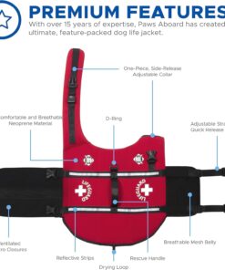 Paws Aboard Dog Life Jacket - Keep Your Canine Safe with a Neoprene Designer Life Vest - Perfect for Swimming and Boating - Red, Medium 20 71v2 sPlK5L