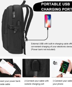 Business Travel Laptop Backpack, Anti Theft Slim Laptop Bag with USB Charging Port for Men and Women, Water Resistant Computer Bag Fits 15.6 Inch Laptop and Notebook (Black) Black 24 71v26z45NQL