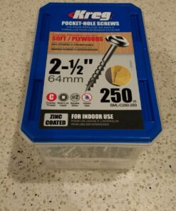 Kreg SML-C250-250 Zinc Pocket-Hole Screws, 2 1/2 Inch, 8 Coarse Thread, Maxi-Loc Head (250 Count) 31 71v2JYUQnUL
