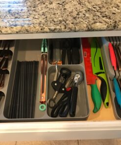 Joseph Joseph DrawerStore Kitchen Drawer Organizer Tray for Silverware Cutlery Utensils and Gadgets, Gray, 15.6 x 15.1 x 2.1 Inches Grey Large 25 71v2YgmPSbL