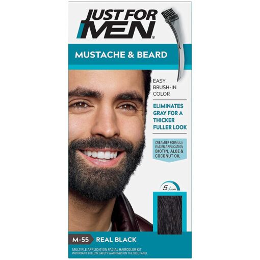 JUST FOR MEN Color Gel Mustache & Beard M-55 Real Black 1 Each (Pack of 2)