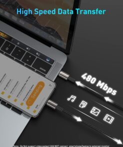 USB C Cable, Baseus 100W PD 5A QC 4.0 Fast Charging USB C to USB C Cable, Zinc Alloy Nylon Braided USB Type C Charger Cable for iPhone 15/Pro/Plus/Pro Max, MacBook, iPad Pro/Air/Mini, Samsung S23/S22+ 3.3ft Black 11 71v36uLC2qL