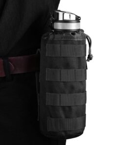 Gonex Tactical MOLLE Water Bottle Pouch, Drawstring Open Top & Mesh Bottom Travel Water Bottle Bag Hydration Carrier Black 33 71v3n56VYML 1