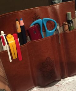Miayon Twilight Retro Bandage Synthetic Leather Pen Bag Pencil Case Makeup Pouch,Vintage Style Rollup Pencil Case, Pencil Bag(Dark Brown) 49 71v4nnp6ecL