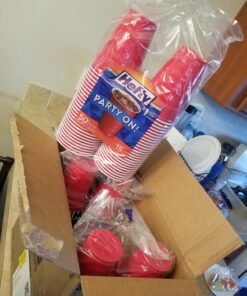 Hefty Party On Disposable Plastic Cups, Red, 18 Ounce, 50 Count (Pack of 3), 150 Total 50 Count (Pack of 3) 19 71v4tj15CpL