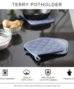 DII Basic Terry Collection Quilted 100% Cotton, Potholder, Gray, 3 Piece 24 71v6CTUeuIL 2