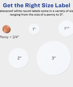 Avery Printable Waterproof Round Labels with Sure Feed, 2.5" Diameter, White, 72 Customizable Labels (22856) 36 71v6aREXsrL