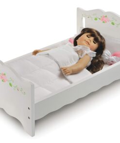 Badger Basket Toy Doll Bed with White Bedding and Personalization Kit for 20 inch Dolls - White Rose 27 71v7ALexq9L