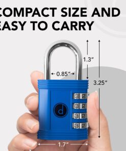 Padlock 4 Digit Combination Lock - for Gym School Locker, Outdoor Gate, Shed, Fence, and Storage - Weatherproof Metal - Keyless, Easy to Set, Resettable Locker Lock - Blue 19 71v7u8ampKL