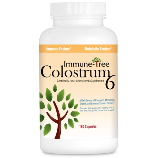 Immune Tree Colostrum6, Certified 6-Hour Colostrum, 180 Capsules, 500mg. 180 Count (Pack of 1)