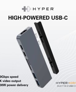 HyperDrive USB C Hub, Hyper Duo 7-in-2 USB C Adapter - MacBook Pro Adapter with Magnetic Grip, 4K HDMI, USB-C 40Gbps 100W PD, 3.1 USB-A, MicroSD/SD - Space Gray 29 71v8ZnC70fL