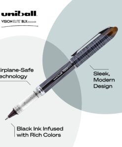 Uniball Vision Elite Designer Rollerball Pens, Assorted Pens Pack of 4, Bold Point Pens with 0.8mm Bold Ink, Ink Black Pen, Pens Fine Point Smooth Writing Pens, Bulk Pens, and Office Supplies 12 71vAIMvADtL