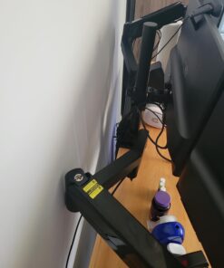 MOUNTUP Triple Monitor Stand Mount - 3 Monitor Desk Mount for Computer Screens Up to 27 inch, Triple Monitor Arm with Gas Spring, Heavy Duty Monitor Stand, Each Arm Holds Up to 17.6 lbs, MU0006 Black 43 71vB7CgBKlL