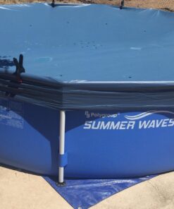 INTEX 28031E Pool Cover: For 12ft Round Metal Frame Pools – Includes Rope Tie – Drain Holes – 10in Overhang – Snug Fit 12-Foot 32 71vBB8CBmYL