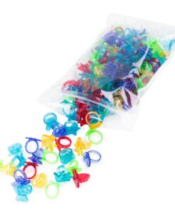 Super Z Outlet Colorful Assorted Plastic Glitter Toy Rings | Bag Of 144 Rings (Hearts, Bears, Stars, Hands & Flowers) | Use As Party Favors, Cake Toppers, In Goody Bags, Piñatas, Arts, Crafts & More 19 71vCIHHfFeL