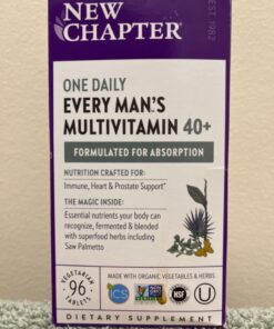New Chapter Men's Multivitamin 40 Plus for Energy, Heart, Prostate + Immune Support with 20 Fermented Nutrients - Every Man's One Daily 40+, Gentle on The Stomach - 96 ct 96 Count (Pack of 1) 20 71vCzTeJO7L