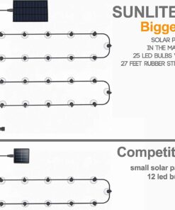 Sunlitec Solar String Lights Waterproof LED Indoor/Outdoor Hanging Umbrella Lights with 25 Bulbs - 27 Ft Patio Lights for Deckyard Tents Market Cafe Gazebo Porch Party Decor 25 Light Bulb 30 71vDCfLxaQL