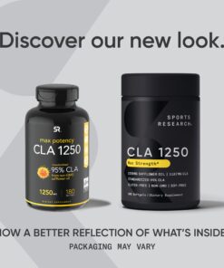 Sports Research CLA - 1250mg with Active Conjugated Linoleic Acid for Men and Women | Non-GMO, Soy & Gluten Free - 95% (180 Softgels)… 180 Count (Pack of 1) 95% CLA 19 71vHdMxAKEL 1