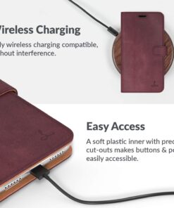 Snakehive iPhone XR Vintage Wallet || Genuine Leather Wallet Phone Case || Real Leather with Viewing Stand & 3 Card Holder || Flip Folio Cover with Card Slot (Plum) Plum 19 71vHuRh7ltL