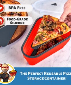 Alternative view of The Perfect Pizza Pack™ - Reusable Pizza Storage Container with 5 Microwavable Serving Trays - BPA-Free Adjustable Pizza Slice Container to Organize & Save Space, Red 1 Pack