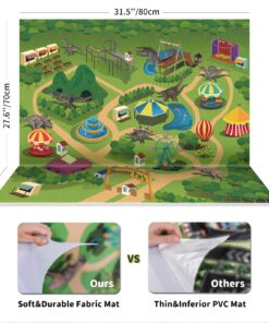 TEMI Dinosaur Toys for Kids 3-5, Realistic Jurassic Dinosaurs Figures with Play Mat & Trees to Create a Dino World Includes T-rex, Triceratops, Velociraptor, Gift for Toddler Boys & Girls 2 3 4 5 6 7 dinosaurs&mat 34 71vK H4invL