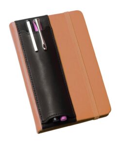 Quiver Pen Holder For Notebook, Double Pen Holder, Full Grain Leather, Elastic, Reusable, Non-Adhesive, Fits A6 Pocket Notebooks, Journals, Planners And Diaries 5.5-6.5 Inches (14-16.5 cm) Tall Pocket Double Pen Holder Black Leather, Black Stitching 10 71vKTg60vL