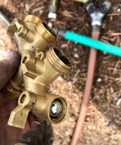 Morvat New & Improved Heavy Duty Brass 4 Way Splitter, Garden Hose Manifold Connector with Comfort Grip ON/OFF Valves, Adapter for Water Faucet & Spigot, Includes Washers, Teflon Tape & Mounting Kit 37 71vKaXnTPL 1