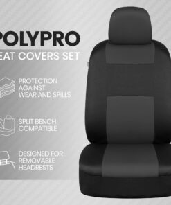 Alternative view of BDK PolyPro Car Seat Covers Full Set in Charcoal on Black – Front and Rear Split Bench for Cars, Easy to Install Cover Set, Accessories Auto Trucks Van SUV Charcoal Gray