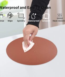 YXLILI Mouse Pad, Double-Sided Mouse Pads Small Round PU Leather Mouse Mat with Stitched Edge Waterproof Mouse Pads for Wireless Computer Mouse for Office Home Gaming Working Brown/Silver 21 71vMzDXOoCL