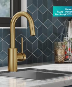 KRAUS Oletto Single Handle Kitchen Bar Faucet with QuickDock Top Mount Assembly in Brushed Brass, KPF-2600BB, 12 1/2 Inch 11 71vNCIoMgaL