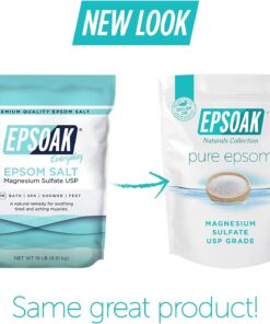 Epsoak USP Epsom Salt - 10 lb. Bulk Bag Magnesium Sulfate USP Unscented, Made in The USA, Cruelty-Free Certified 11 71vO08bqZwL