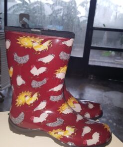 Sloggers Waterproof Garden Rain Boots for Women - Cute Mid-Calf Mud & Muck Boots with Premium Comfort Support Insole, (Chickens Barn Red), (Size 10) 37 71vOQTD5zML