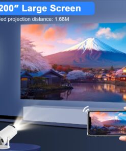 Mini Projector, Magcubic HY300 Auto Keystone Correction Portable Projector, 4K/ 200 ANSI Smart Projector with 2.4/5G WiFi, BT 5.0, 130 Inch Screen, 180 Degree Flip, Round Design, Home Video Projector white 20 71vPmtPtWuL