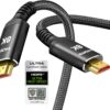 Snowkids 10K 8K HDMI Cable 2.1 10FT/3M 48Gbps, Certified 48Gbps High Speed 3D 8K60 4K120 144Hz Braided HDMI Cord eARC HDR10 HDCP 2.2&2.3 Compatible with Roku TV/PS5/HDTV/Blu-ray Black 10feet 1 65 71vPwVgP43L 1