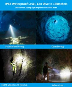 ORCATORCH D520 Scuba Dive Light 1000 Lumens Compact Diving Flashlight IP68 Waterproof Night Dive Torch Submarine Diving Lights with Rotary Switch for Underwater 150 Meters Deep Sea Diving (Black) Black 37 71vQCe7ssPL
