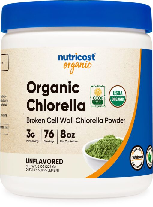 Nutricost Organic Chlorella Powder 8oz - 3000mg Per Serving - Non-GMO, Gluten Free 8 Ounce (Pack of 1)