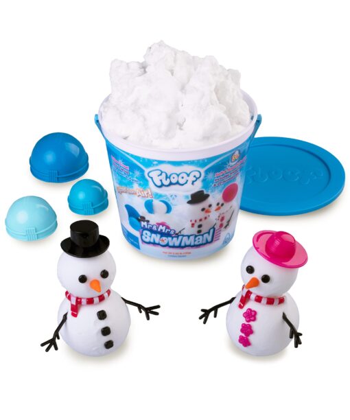 Play Visions Floof Modeling Clay - Reuseable Indoor Snow - Mr. & Mrs Snowman Set With Endless Creations and 22 Molding Accessories