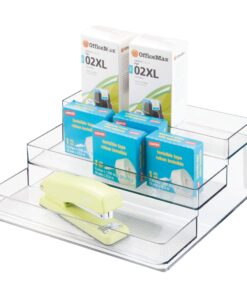 iDesign Linus Plastic Stadium Spice Racks, BPA-Free 3-Tiered Organizer for Kitchen, Pantry, Bathroom, Vanity, Office, Craft Room Storage Organization, 10.25" x 9.25" x 4", Clear Large - Set of 1 10.25" x 9.25" x 4" 27 71vRBxVFbL