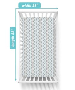 TL Care 100% Natural Cotton Percale Fitted Crib Sheet for Standard Crib and Toddler Mattresses, Blue Zigzag , 28 x 52, Soft Breathable, for Boys and Girls 5 71vROrv8TSS