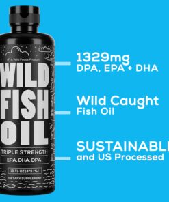 Wild Foods Liquid Omega 3 Fish Oil Supplement, Lemon, 16 oz (1 pk) | Wild Caught, Burpless, Odorless, Non-GMO, Gluten Free | DPA, DHA, EPA Triple Strength Heart & Joint Nutrition for Women & Men 1 14 71vRl7Kjq8L
