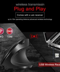 Vassink Ergonomic Mouse, Rechargeable Wireless Mouse, 2.4GHz Rechargeable Wireless Vertical Optical Mice with USB Receiver, 6 Buttons, 800/1200/1600 DPI, for Laptop, PC, Computer Black 28 71vSV7qyIjL