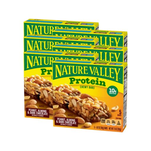 Nature Valley Chewy Granola Bar, Protein, Peanut, Almond and Dark Chocolate, Gluten Free, 1.42 oz, 5 ct (Pack of 6) 5 Count (Pack of 6)