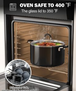 Cook N Home Pots and Pans Nonstick Kitchen Cookware Sets include Saucepan Frying Pan Stockpots 8-Piece, Heavy Gauge, Stay Cool Handle, Marble 13 71vWwAnYFL